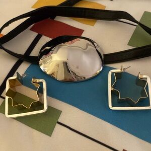 Bold silver and gold zara necklace and earrings set 🖤